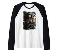 Oficial Spiral Bone Finger Skeleton Gothic Fantasy Camiseta Manga Raglan