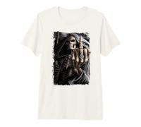 Oficial Spiral Bone Finger Skeleton Gothic Fantasy Camiseta Premium