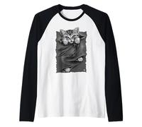 Oficial Spiral Bright Eyes Kitten Gothic Fantasy Camiseta Manga Raglan