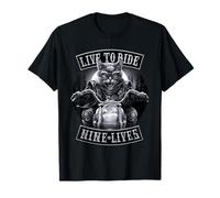 Oficial Spiral Nine Lives Motorcycle Rider Gothic Fantasy Camiseta