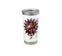 Oficial Spiral Oriental Dragon Gothic Fantasy Vaso térmico de acero inoxidable de doble pared