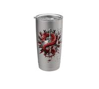Oficial Spiral Oriental Dragon Gothic Fantasy Vaso térmico de acero inoxidable de doble pared