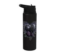 Oficial Spiral Raven Heart Gothic Fantasy Stainless Steel Insulated Water Bottle