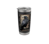 Oficial Spiral Raven Wise Gothic Fantasy Vaso térmico de acero inoxidable de doble pared