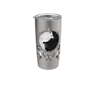 Oficial Spiral Wolf Chi Yin Yang Gothic Fantasy Vaso térmico de acero inoxidable de doble pared