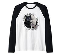 Oficial Spiral Yin Yang Cats Gothic Fantasy Camiseta Manga Raglan