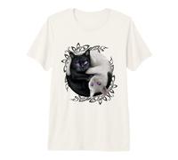 Oficial Spiral Yin Yang Cats Gothic Fantasy Camiseta Premium