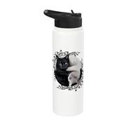 Oficial Spiral Yin Yang Cats Gothic Fantasy Stainless Steel Insulated Water Bottle