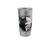 Oficial Spiral Yin Yang Cats Gothic Fantasy Vaso térmico de acero inoxidable de doble pared