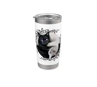 Oficial Spiral Yin Yang Cats Gothic Fantasy Vaso térmico de acero inoxidable de doble pared