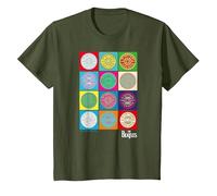 Oficial The Beatles SGT Peppers Pop Retro Band Clásico Camiseta, Niños, Verde Oliva, 6 años