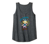 Oficial Vicky el Vikingo Serie TV Dibujos Animados Clásico Camiseta sin Mangas, Mujer, Jaspeado Oscuro, M