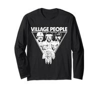 Oficial Village People Distressed Logo Triangle Artwork Manga Larga