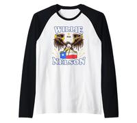Oficial Willie Nelson Born For Trouble Country Vintage Retro Camiseta Manga Raglan