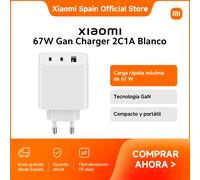 Oficial | Xiaomi 67W Gan Charger 2C1A, Carga rápida máxima de 67 W, Tecnología GaN, Compacto y portátil Blanco