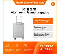 Oficial | Xiaomi Aluminum Frame Luggage, Marco de aleación de aluminio serie 6000, Desbloqueo con una pulsación, Esquinas protectoras de aleación de zinc Plata