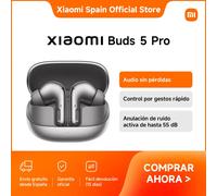 Oficial | Xiaomi Buds 5 Pro, Audio sin pérdidas, Anulación de ruido activa de hasta 55 dB, Control por gestos rápido Negro translúcido (Wi-Fi)