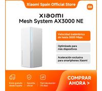 Oficial | Xiaomi Mesh System AX3000 NE, Velocidad inalámbrica de hasta 3000 Mbps, Optimizado para más dispositivos, Aceleración exclusiva para smartphones Xiaomi Blanco