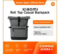 Oficial | Xiaomi Roll Top Casual Backpack, Diseño roll top, Varios compartimentos, Cremallera superior Gris