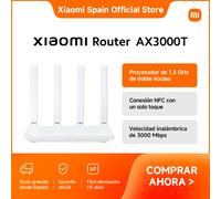 Oficial | Xiaomi Router AX3000T, Procesador de 1,3 GHz de doble núcleo, Conexión NFC con un solo toque, Velocidad inalámbrica de 3000 Mbps BLANCO
