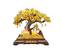 Oficina Árbol de Citrino con Rana de Dinero Dorada, árbol de Dinero de Cristal, árbol de Dinero Feng Shui Bonsai for decoración de Mesa, hogar, Oficina, Tienda Decoración(Grande)