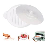 Oficina de tocino, olla de tocino para microondas, bandeja de tocino de bacón de microondas de silicona con tapa ＆ manijas para cocina casera (blanco) 9.45x7.8 '', cocción de tocino de microondas