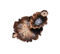 Oficina Estufa de Incienso reflujo Metal Vintage, Banco, decoración for Ceremonia del té, Forma Hoja Loto, Quemador Ornamento meditación Zen Belleza(A)