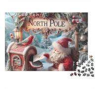 Oficina Postal Polo Norte Papá Noel Puzzle de 1000 Piezas Papel Puzzle para Adultos Navidad Puzzle para Toda la Familia 38x26cm/1000pcs
