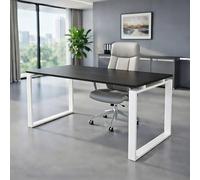 OFIFACTORY Mesa Oficina Profesional | Escritorio Madera con Tablero de Melamina 25 mm Ideal para Despacho, Teletrabajo, Ordenador o Estudio | Mesa Ordenador Escritorio Grande (200X80, Roble Azabache)