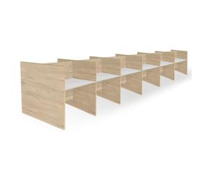 OFILIKE. Mesa Call Center Doble. Mesa Multipuesto de Trabajo, Box 12 Puestos. Fabricado en Madera (480x120cm, Roble)