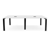 OFILIKE. Mesa de Reuniones Grande y Estable, Mesa de Conferencias con Pasacables Incorporados. para 8-12 Personas. Estructura Metálica Negra. Ideal para Juntas y Oficinas (Blanco, 300x120 cm)