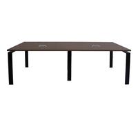 OFILIKE. Mesa de Reuniones Grande y Estable, Mesa de Conferencias con Pasacables Incorporados. para 8-12 Personas. Estructura Metálica Negra. Ideal para Juntas y Oficinas (Nogal, 240x100 cm)