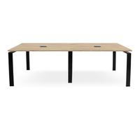 OFILIKE. Mesa de Reuniones Grande y Estable, Mesa de Conferencias con Pasacables Incorporados. para 8-12 Personas. Estructura Metálica Negra. Ideal para Juntas y Oficinas (Roble, 240x100 cm)