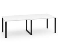 OFILIKE. Mesa de Reuniones y Conferencias para Oficina - Mesa de Juntas Grande con Estructura Metálica Negra y 2 Tableros - Mesa para Sala de Reuniones, Empresas y Negocios 300x120 cm. (Blanco)