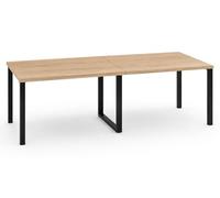 OFILIKE. Mesa de Reuniones y Conferencias para Oficina - Mesa de Juntas Grande con Estructura Metálica Negra y 2 Tableros - Mesa para Sala de Reuniones, Empresas y Negocios 300x120 cm. (Roble)