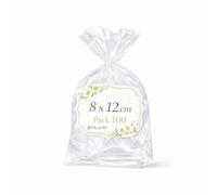 Ofituria Bolsas Celofán Transparente 8 x 12 cm, Bolsas Transparentes para Chuches y Regalos - Bolsas Plastico Transparente para Cumpleaños Infantiles, Galletas y Detalles, 1 Pack (100 Bolsas)