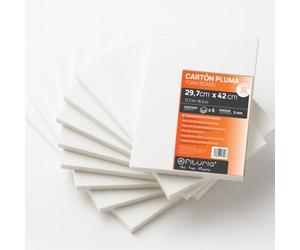 OFITURIA Cartón Pluma Blanco A3 Adhesivo (29.7x42 cm) Pack 6 ud, Plancha de Poliestireno Expandido Ligero y Rígido, Foamboard Multiusos de Fácil Corte, para Manualidades y Maquetas, 5 mm