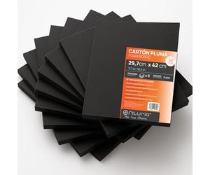 OFITURIA Cartón Pluma Negro A3 Adhesivo (29.7x42 cm) Pack 6 ud, Plancha de Poliestireno Expandido Ligero y Rígido, Foamboard Multiusos de Fácil Corte, para Manualidades y Maquetas, 5 mm