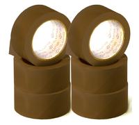 OFITURIA Cinta Adhesiva, Cinta Embalar ideal para Embalaje de Cajas de Cartón, Envíos y Mudanzas, Pack de 6 Rollos de Cinta Marrón, Precinto Adhesivo Seguro y Resistente (Marrón)
