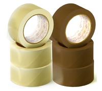 OFITURIA Cinta Adhesiva, Cinta Embalar ideal para Embalaje de Cajas de Cartón, Envíos y Mudanzas, Pack de 6 Rollos de Cinta, Precinto Adhesivo Seguro y Resistente (3 Transparente, 3 Marrón)