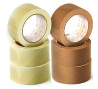 OFITURIA Cinta Adhesiva, Cinta Embalar ideal para Embalaje de Cajas de Cartón, Envíos y Mudanzas, Pack de 6 Rollos de Cinta, Precinto Adhesivo Seguro y Resistente (3 Transparente, 3 Kraft)