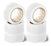 OFITURIA Cinta Adhesiva, color Blanco, Cinta para Embalaje y Organizar tus Cajas y Envíos, Ideal para Manualidades y Decoración, Precinto de Colores Vibrantes 66 mt x 48 mm (6 und. - Blanco)