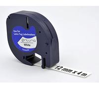 OFITURIA Cinta de Etiquetas para Recambios Compatibles con DYMO Letratag de Plástico 12 x 4 mm Imprime Negro Sobre Fondo Blanco LT-100H 3 unidades