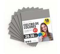 OFITURIA Fieltro para Manualidades DIY, Láminas de Tela de Colores Suaves y Flexibles para Costura, Patchwork, Proyectos Escolares, Arte Textil y Decoración 20x30cm (Gris, 10 uds)