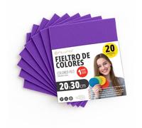 OFITURIA Fieltro para Manualidades DIY, Láminas de Tela de Colores Suaves y Flexibles para Costura, Patchwork, Proyectos Escolares, Arte Textil y Decoración 20x30cm (Morado, 20 uds)