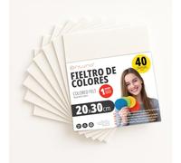 OFITURIA Fieltro para Manualidades DIY, Láminas de Tela de Colores Suaves y Flexibles para Costura, Patchwork, Proyectos Escolares, Arte Textil y Decoración 20x30cm (Blanco, 40 uds)