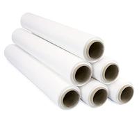 OFITURIA Film para Embalar 50 cm de Ancho y Estirable Hasta 300 Metros de Longitud - Rollo de Film Elástico Manual para Embalaje Industrial (Blanco, 6)