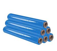 OFITURIA Film para Embalar 50 cm de Ancho y Estirable Hasta 300 Metros de Longitud - Rollo de Film Elástico Manual para Embalaje Industrial (Azul, 6)