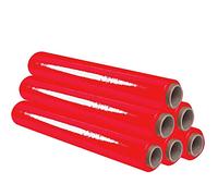 OFITURIA Film para Embalar 50 cm de Ancho y Estirable Hasta 300 Metros de Longitud - Rollo de Film Elástico Manual para Embalaje Industrial (Rojo, 6)