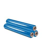 OFITURIA Film para Embalar 50 cm de Ancho y Estirable Hasta 300 Metros de Longitud - Rollo de Film Elástico Manual para Embalaje Industrial (Azul, 3)